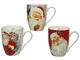 Kaemingk Set di 3 tazze in porcellana con Babbo Natale