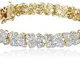 Amazon Collection 18K Yellow Gold Over Sterling Silver 1/10CTTW Diamond Hearts Bracelet, 7...