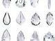 H&D, 24 pendenti in cristallo trasparente per lampadario, a forma di gocce effetto prisma,...