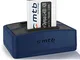 Batteria + Caricabatteria doppio (USB) Li-40b/42b per Olympus FE-. mju. µ. TG. VG. VR. X....