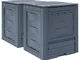 vidaXL 2x Compostiere per Giardino 520 L con Coperchio con Ventilazione Composter Rifiuti...