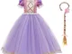 IDOPIP Vestito da Rapunzel Bambina Abito Carnevale Principessa Sofia Costumi da Festa Nata...