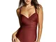 DELIMIRA Donna Costume da Bagno Intero Modesto con Ferretto Rosso Scuro 46