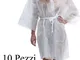 DOBO 10 Pezzi Kimono monouso in TNT Bianco Camice estetica con tasta e Cinta USA e Getta p...