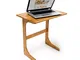 Relaxdays Tavolino per Laptop, in bambù, HLP 62,5 x 60 x 40 cm, Comodino da Divano e Camer...