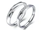 Sassu fine - Anelli di fidanzamento per coppia, in argento 925, uno con zirconie cubiche S...
