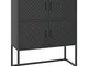 vidaXL Credenza Alta Nera 80x35x100 cm in Acciaio