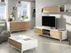 KIT MOBILE CREDENZA 3A ZAIKEN CM.154X41X75H. BIANCO / ROVERE