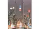 vidaXL Legno Abete Paravento Pieghevole Stampa New York Notte 120x170cm Separè