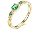 AnazoZ Anelli Fidanzamento per Donna,Verde Oro Anelli Donna Oro Giallo 18K 750 Quadrato Sm...