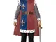 SMIFFYS Costume medievale Re Artù, Rosso, con tunica, mantello e corona