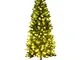 COSTWAY Albero di Natale 150/180/210 cm, Albero di Natale Slim con 150/250/350 Luci LED, 3...