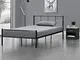 [en.casa] Struttura Letto in Metallo con Testiera e Pediera 120 x 200 cm Nero