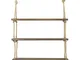 Ripiano sospeso in legno | Scaffalature su corda a parete | Scaffale Boho Chic | Ripiano i...