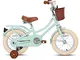 STITCH Bicicletta per Bambini da 16 pollici dai 4, 5, 6 e 7 Anni, Verde Chiaro, con Cestin...