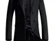 Vogstyle Uomo Monopetto Cappotti Lana Sottile Cappotto Trench Casual Stile 1-Nero M