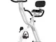 QLGRXWL Cyclette, Home Trainer con sensori palmari, con Schienale, Pieghevole,B
