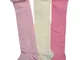 WB Socks n.3 paia di calzemaglia rosa e crema in puro cotone per bambini