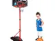 Relaxdays- Canestro da Basket con Base 240 cm, Altezza Regolabile, Gioco per Bambini, Pall...