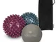 Navaris Sfere da massaggio 3 palline - Set 2x palle massaggianti a riccio 1x sfera Lacross...