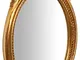 Biscottini Specchio Specchiera da parete stile Shabby in legno con finitura foglia oro Ant...