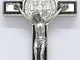 GTBITALY 10.026.11 Croce di San Benedetto Misura 8 cm con Riga Nera smaltato a Mano Argent...