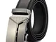 MRACSIY Cintura automatica da uomo Cintura con fibbia automatica Cintura nera 120cm (nero-...