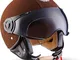 MOTO Helmets® H44 „Leather Brown“ · Casco · Jet omologato Moto Demi-Jet Vintage Scooter Mo...