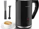 Aigostar Capu - Montalatte Elettrico 500W 240mL, Cappuccinatore Silenzioso 3 in 1 Montalat...