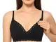 MOMANDA Donna Reggiseno Allattamento in Cotone e Rifiniture in Pizzo Senza Ferretto Nero 5...