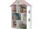 Liberty House Toys - Libreria in legno per casa delle bambole, in legno, bianco/rosa, 106,...