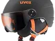 Uvex Junior Visor PRO, Casco da Sci Bambino, Black-Orange Mat, 54-56 cm