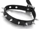 MunkiMix Lega Vera Pelle Lega Collana Collare Nero Tono Argento Punteruolo Taper Rivetto R...