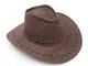 Cappello da cowboy in pelle scamosciata a tesa larga, occidentali, da pistolero autentico...