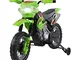 HOMCOM Moto Cross Elettrica con Rotelle Verde per Bambini 3 anni e più, Batteria 6V Veloci...