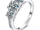 Sreema London - Fedi, anelli di fidanzamento in argento 925, con brillanti cristalli, tagl...