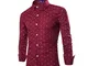 NOBRAND - Camicia casual da uomo a maniche lunghe con stampa Rosso XL