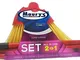 Maury's Set 2in1 Scopa Angolata per Esterni con Manico smontabile 3pz Colore Rosso