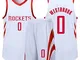 Houston Rockets # 0 Russell Westbrook Maglia da Basket ad Asciugatura Rapida, Senza Manich...