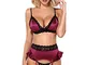 Selente Suadente Completo Intimo a 4 Pezzi Composto da Reggiseno, Reggicalze, Tanga ed Esc...