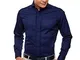 oodji Ultra Uomo Camicia Attillata con Polsini per Gemelli, Blu, 39