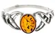 SilverAmber Jewellery - Anello in argento sterling 925 e ambra baltica con nodo celtico -...