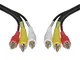 Triplo cavo RCA fono CVBS AR AL da maschio a maschio, per audio, video, TV e AV, cavi gial...