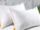 Cuscini letto set di 2 in microfibra, Cuscino da letto con federa rimovibile e lavabile, G...