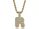 RXISHOP Collana con ciondolo alfabeto inglese 26 hip-hop, accessori per ciondolo con colla...