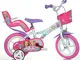 BICICLETTA DINO BIKES Bambina Misura 12 Pollici Bianco Rosa Art. 612 GL-BAF