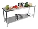 Royal Catering RCAT-200/60-NW Tavolo da Lavoro Piano di Lavoro per Cucina (200 x 60 x 85 c...