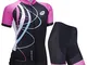 Donne Manica Corta Jersey Abbigliamento Set, Ciclismo Magliette Corta Jersey Camicia + 3D...