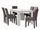 [en.casa] Tavolo da pranzo bianco opaco con 6 sedie marrone imbottite similpelle 14x9 sala...