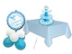 IRPot- KIT BUFFET BATTESIMO SONAGLIO CELESTE (ALZATINA+TOVAGLIA+SET PALLONCINI)